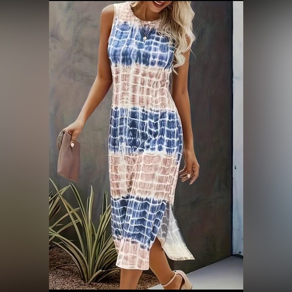 🆕 Tye Dye Color Block Maxi Dress - Picture 2 of 3